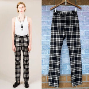 Vivien Ramsay work pant in black and cream plaid flannel sz 26